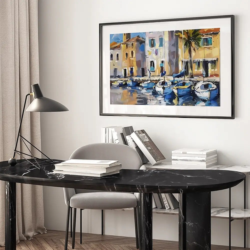 Harbour Boats Framed Art Print Harbour Boats Framed Art Print wall art product Elena Avanesova