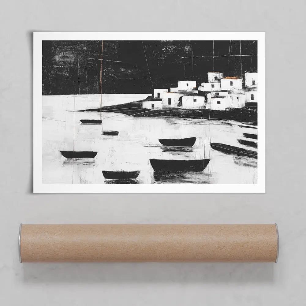 Harbour Night Moorings Art Print Harbour Night Moorings Art Print wall art product Chromatic Storm Studio