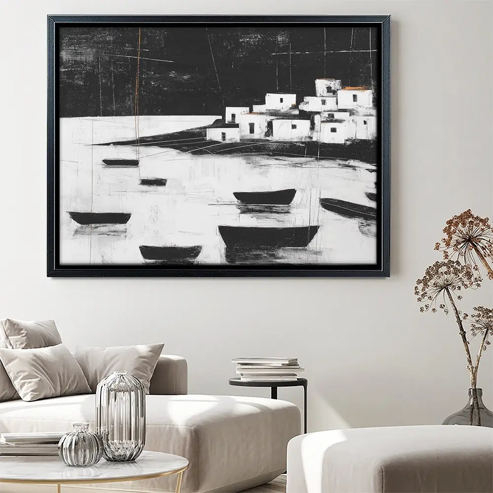 Harbour Night Moorings Canvas Print Harbour Night Moorings Canvas Print wall art product Chromatic Storm Studio