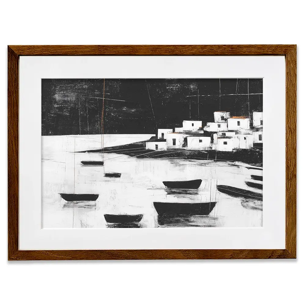 Harbour Night Moorings Framed Art Print Harbour Night Moorings Framed Art Print wall art product Chromatic Storm Studio