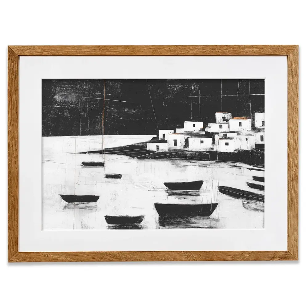 Harbour Night Moorings Framed Art Print Harbour Night Moorings Framed Art Print wall art product Chromatic Storm Studio
