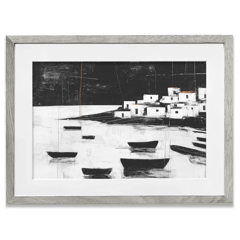 Harbour Night Moorings Framed Art Print Harbour Night Moorings Framed Art Print wall art product Chromatic Storm Studio