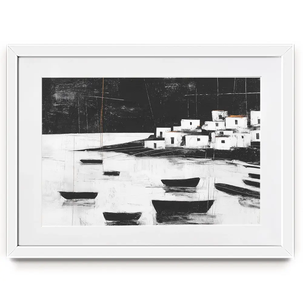 Harbour Night Moorings Framed Art Print Harbour Night Moorings Framed Art Print wall art product Chromatic Storm Studio