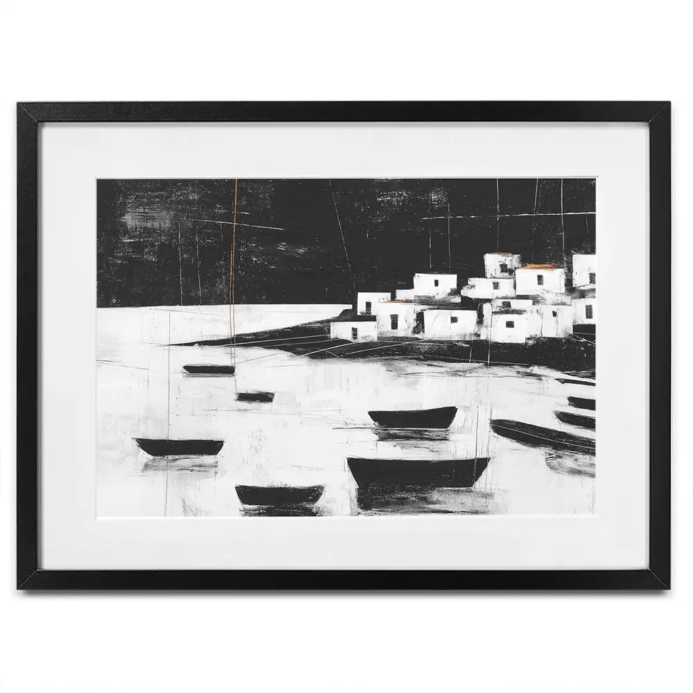 Harbour Night Moorings Framed Art Print Harbour Night Moorings Framed Art Print wall art product Chromatic Storm Studio