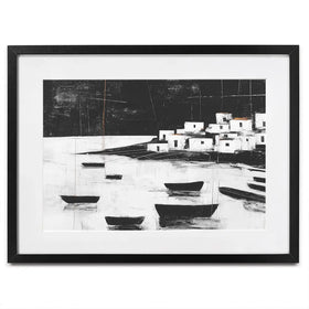 Harbour Night Moorings Framed Art Print Harbour Night Moorings Framed Art Print wall art product Chromatic Storm Studio