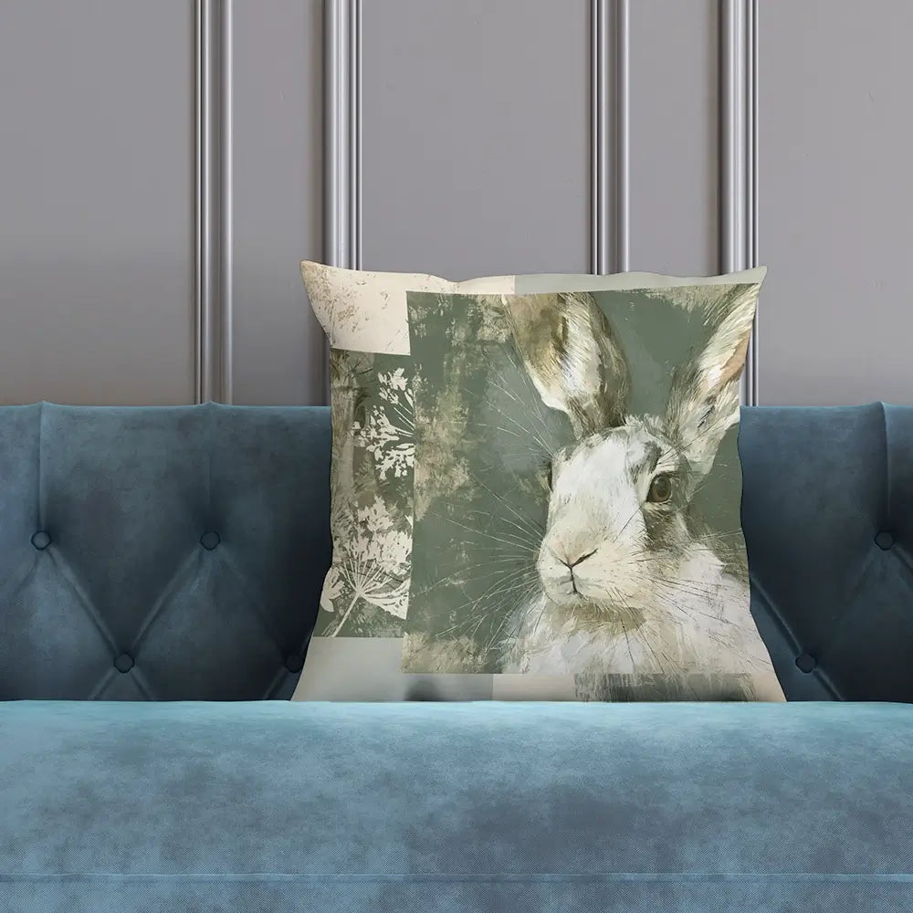 Hare And Lace Collage Cushion Hare And Lace Collage Cushion wall art product Chromatic Storm Studio