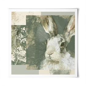 Hare And Lace Collage Square Art Print Hare And Lace Collage Square Art Print wall art product Chromatic Storm Studio