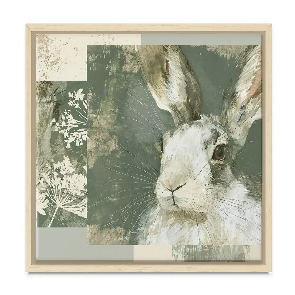 Hare And Lace Collage Square Canvas Print Hare And Lace Collage Square Canvas Print wall art product Chromatic Storm Studio