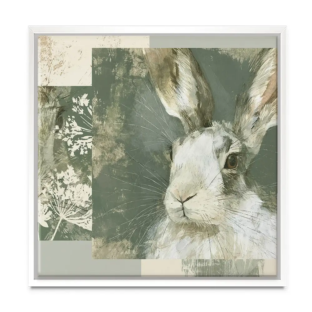 Hare And Lace Collage Square Canvas Print Hare And Lace Collage Square Canvas Print wall art product Chromatic Storm Studio