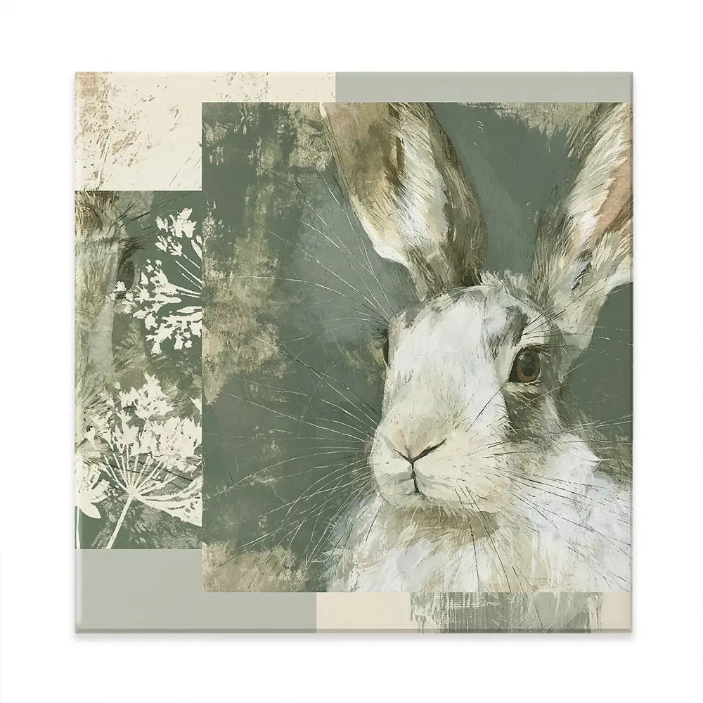 Hare And Lace Collage Square Canvas Print Hare And Lace Collage Square Canvas Print wall art product Chromatic Storm Studio