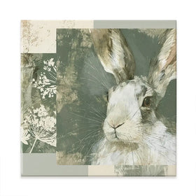 Hare And Lace Collage Square Canvas Print Hare And Lace Collage Square Canvas Print wall art product Chromatic Storm Studio