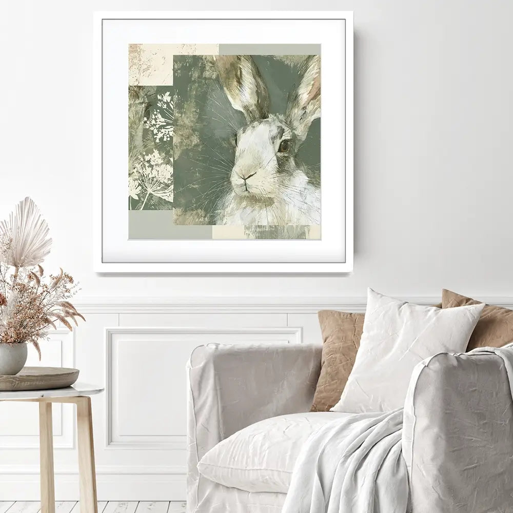 Hare And Lace Collage Square Framed Art Print Hare And Lace Collage Square Framed Art Print wall art product Chromatic Storm Studio