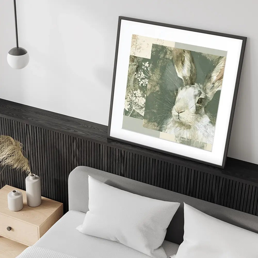 Hare And Lace Collage Square Framed Art Print Hare And Lace Collage Square Framed Art Print wall art product Chromatic Storm Studio