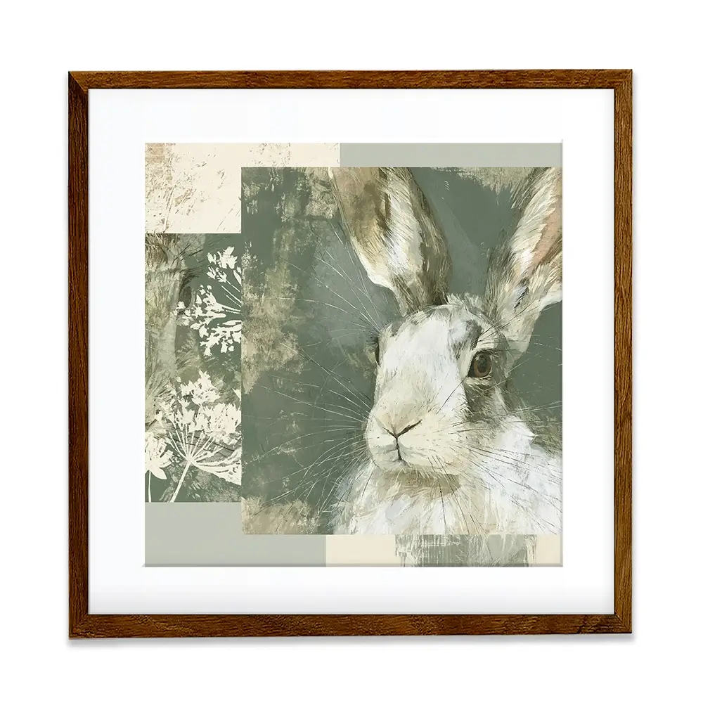 Hare And Lace Collage Square Framed Art Print Hare And Lace Collage Square Framed Art Print wall art product Chromatic Storm Studio