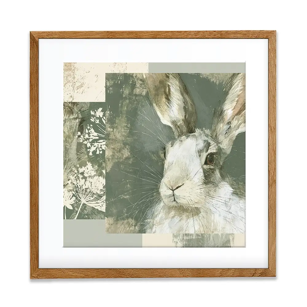 Hare And Lace Collage Square Framed Art Print Hare And Lace Collage Square Framed Art Print wall art product Chromatic Storm Studio