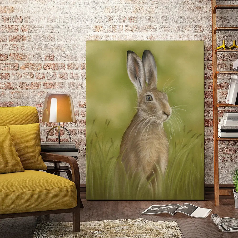Hare In The Grass Canvas Print Hare In The Grass Canvas Print wall art product Georgie Turner