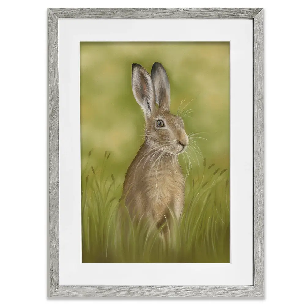 Hare In The Grass Framed Art Print Hare In The Grass Framed Art Print wall art product Georgie Turner