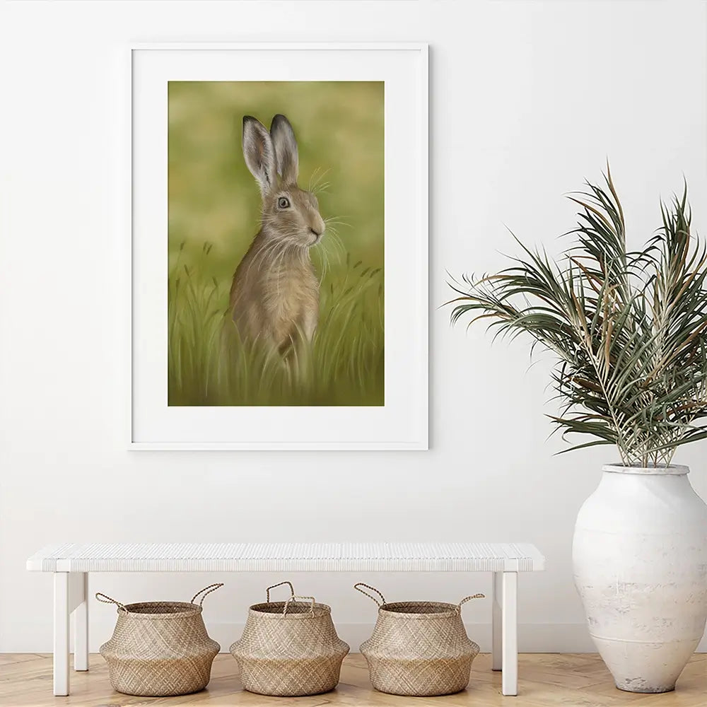 Hare In The Grass Framed Art Print Hare In The Grass Framed Art Print wall art product Georgie Turner