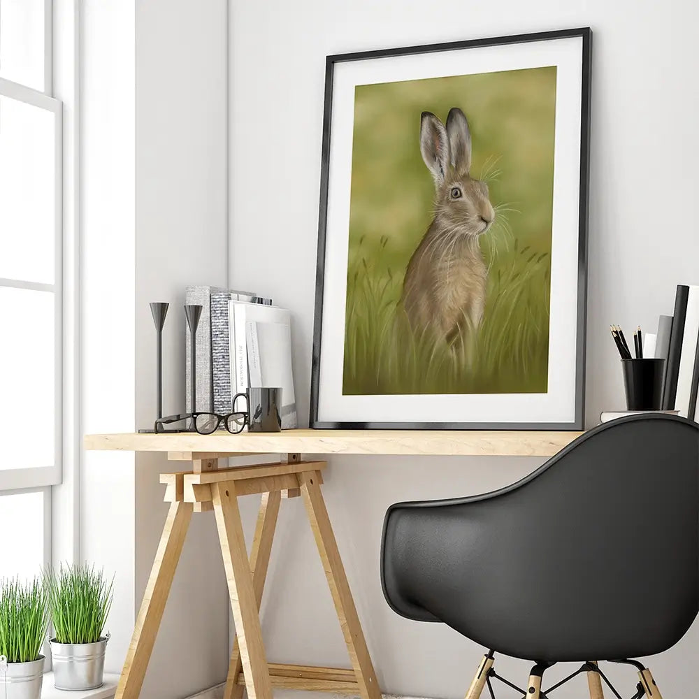 Hare In The Grass Framed Art Print Hare In The Grass Framed Art Print wall art product Georgie Turner