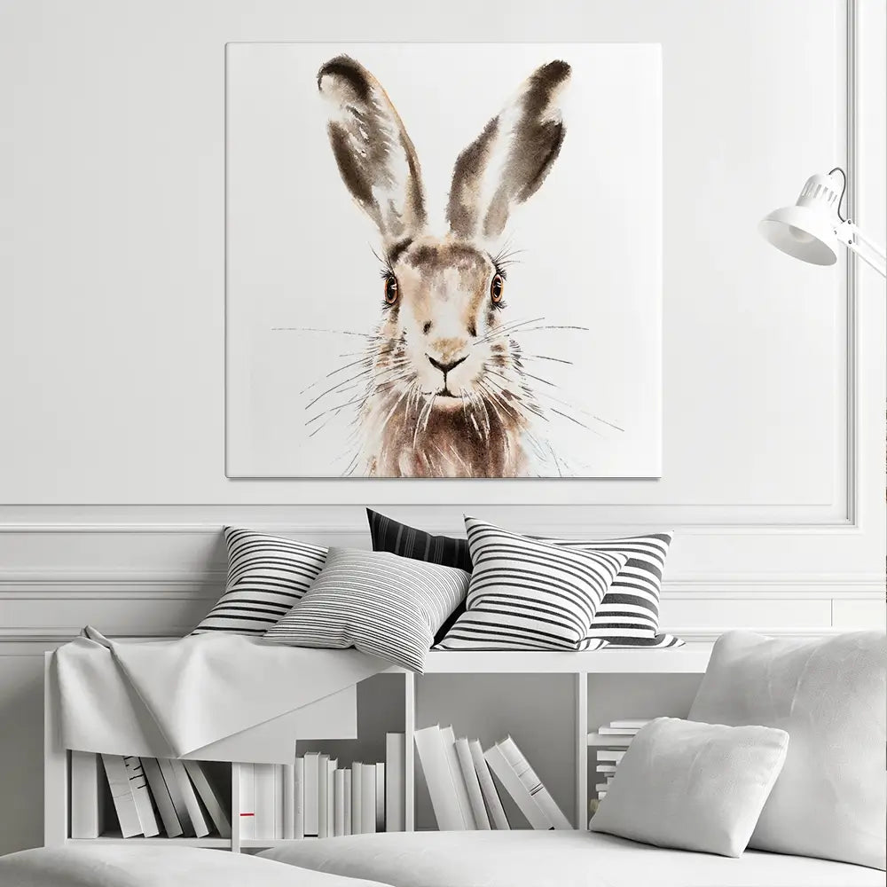 Harry The Hare Square Canvas Print Harry The Hare Square Canvas Print wall art product Art Print Shop