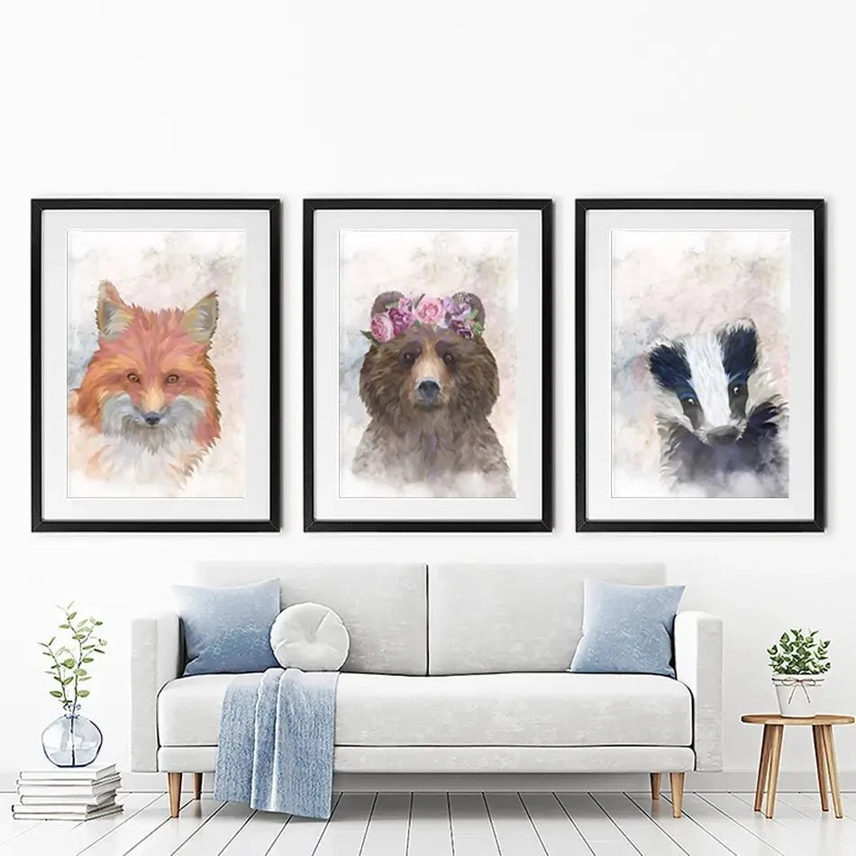 Hazy Animals Framed Art Print Trio Hazy Animals Framed Art Print Trio wall art product Sarah Manovski