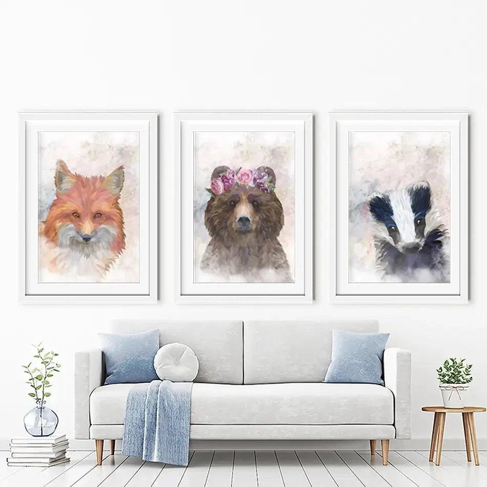 Hazy Animals Framed Art Print Trio Hazy Animals Framed Art Print Trio wall art product Sarah Manovski