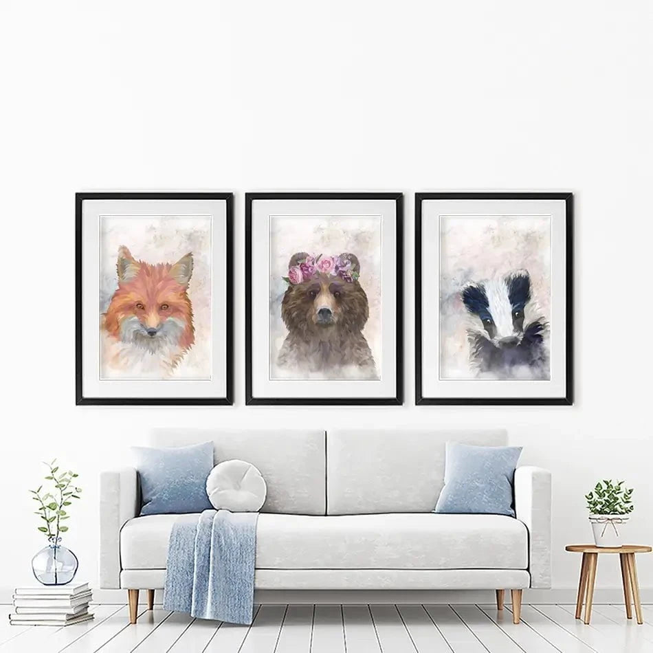 Hazy Animals Framed Art Print Trio Hazy Animals Framed Art Print Trio wall art product Sarah Manovski