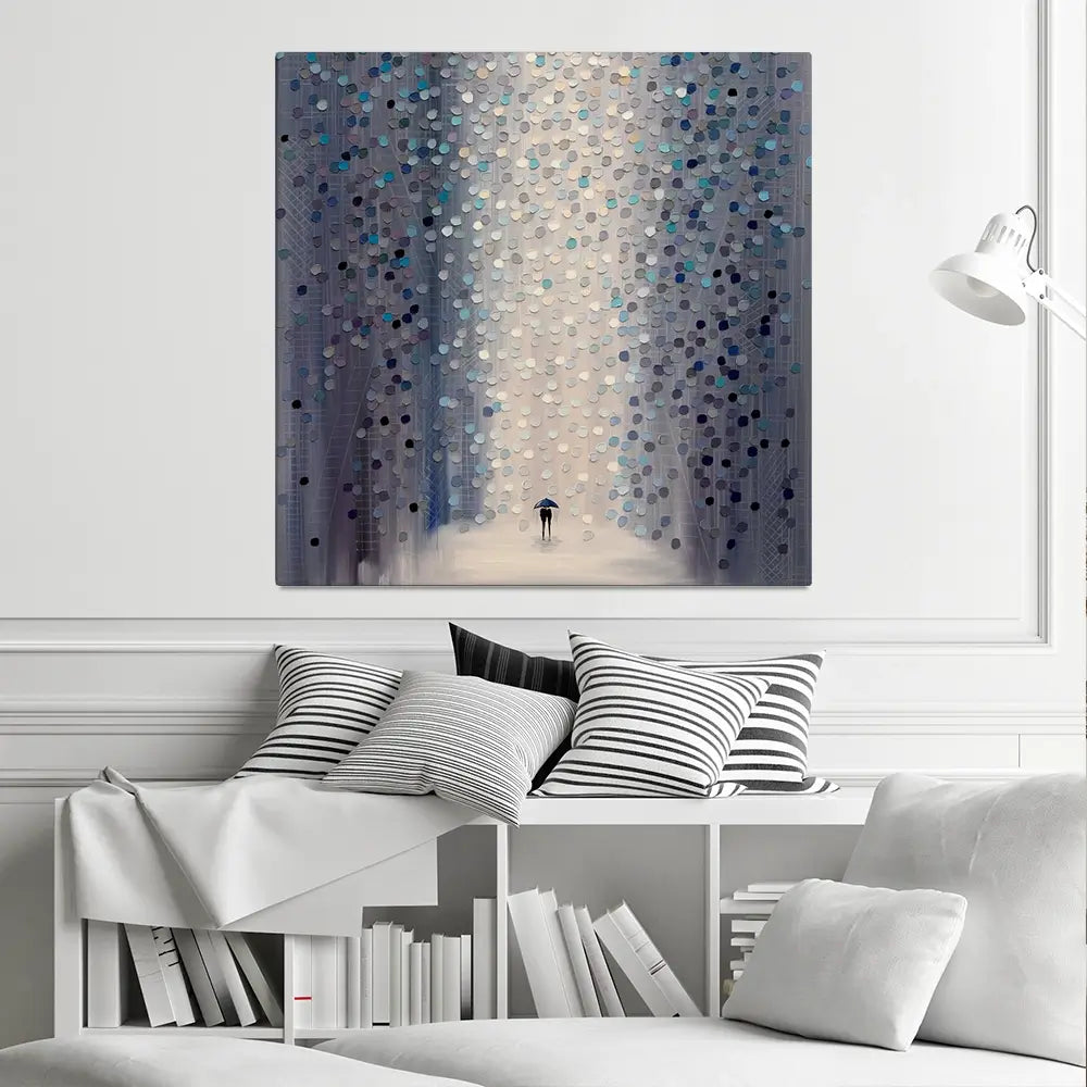 Hazy Rain Square Canvas Print Hazy Rain Square Canvas Print wall art product Ekaterina Ermilkina