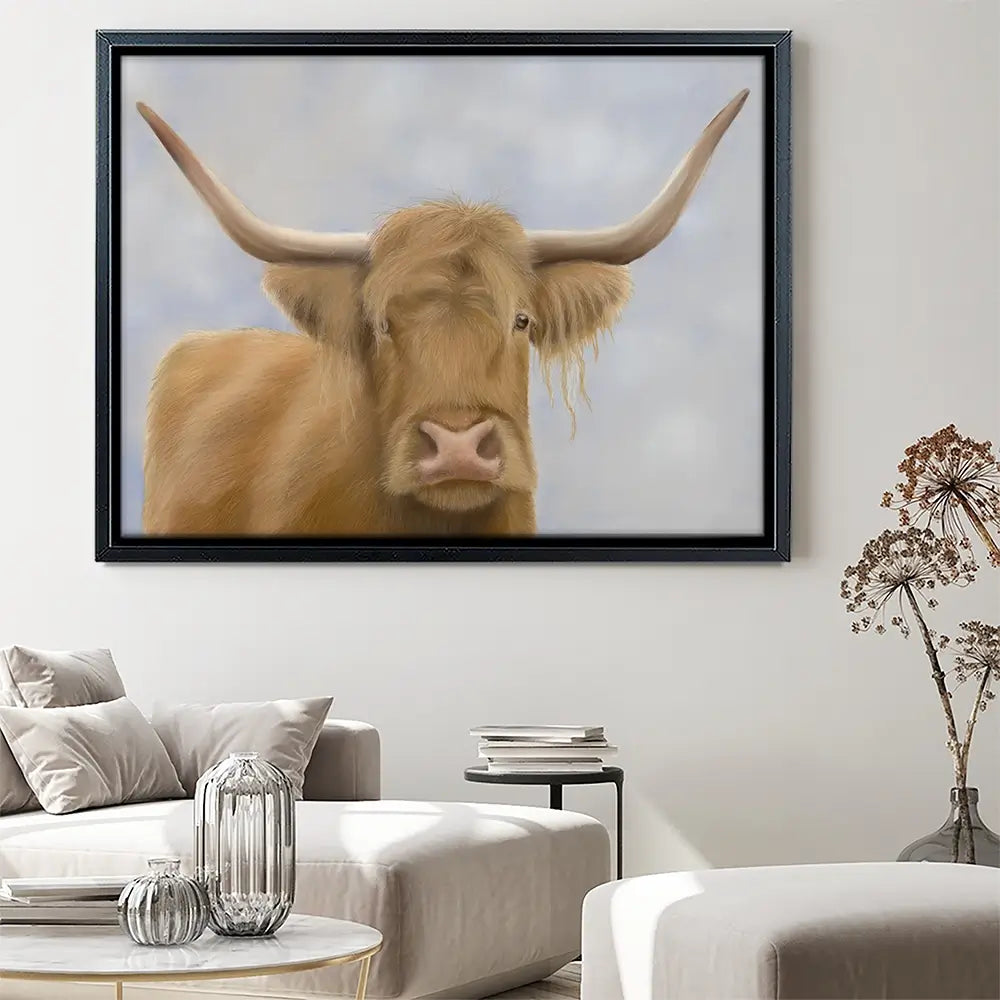 Hello Highland Cow Canvas Print Hello Highland Cow Canvas Print wall art product Georgie Turner