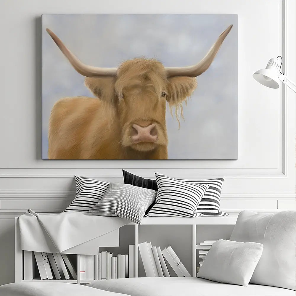 Hello Highland Cow Canvas Print Hello Highland Cow Canvas Print wall art product Georgie Turner