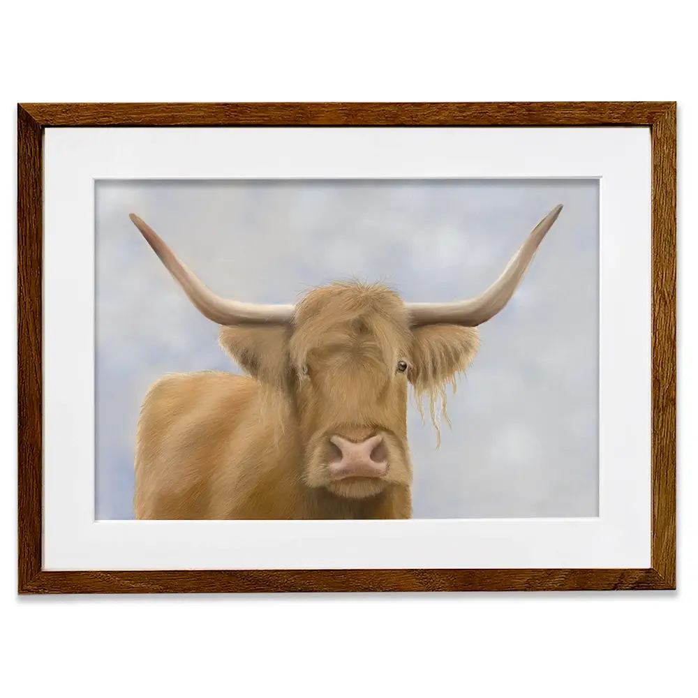 Hello Highland Cow Framed Art Print Hello Highland Cow Framed Art Print wall art product Georgie Turner