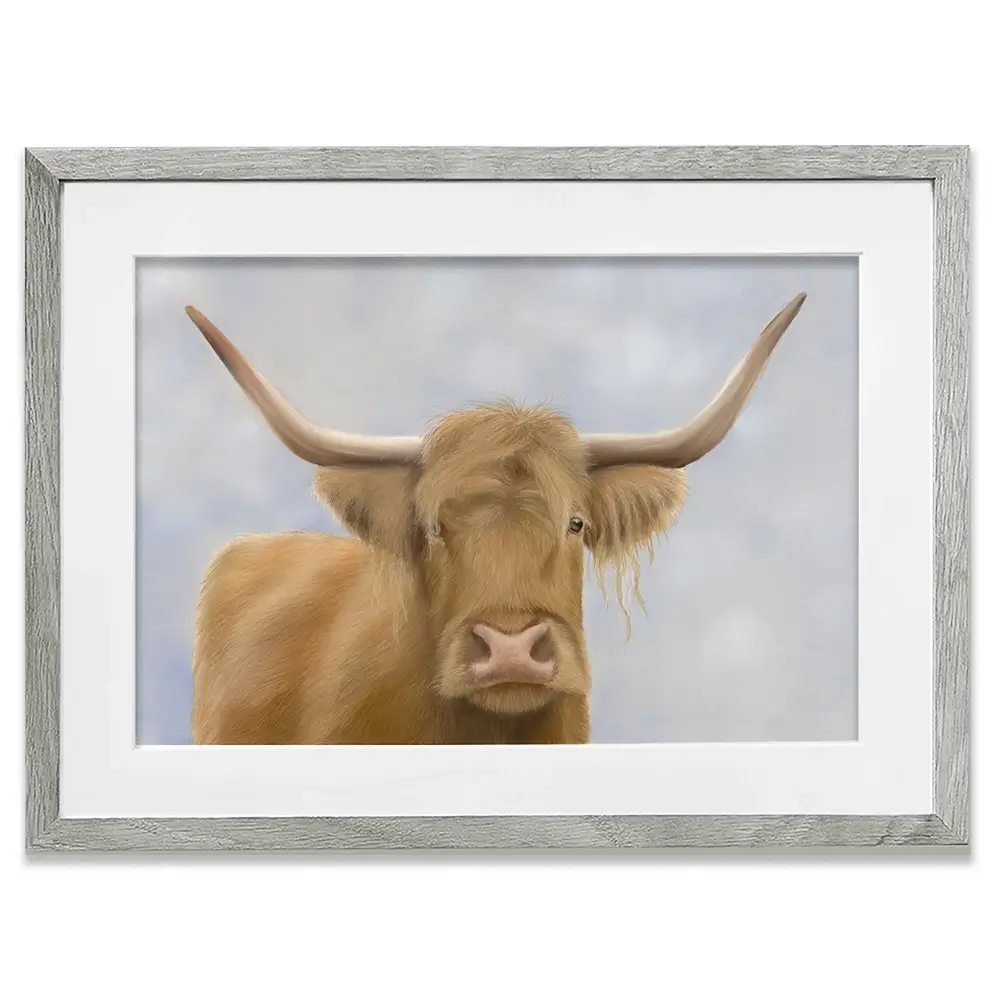Hello Highland Cow Framed Art Print Hello Highland Cow Framed Art Print wall art product Georgie Turner