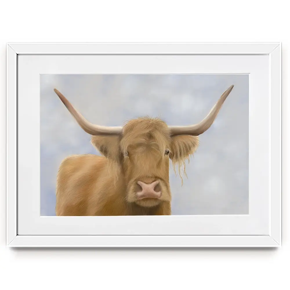 Hello Highland Cow Framed Art Print Hello Highland Cow Framed Art Print wall art product Georgie Turner