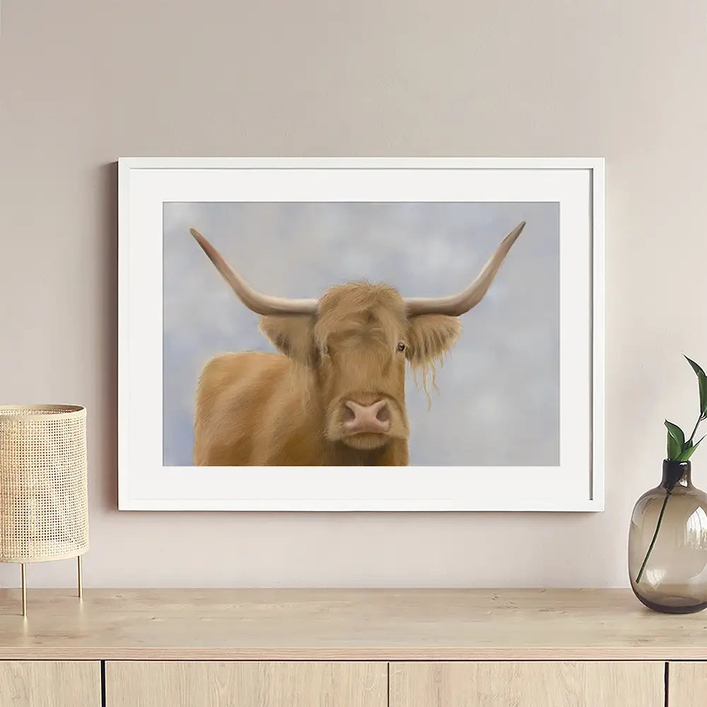 Hello Highland Cow Framed Art Print Hello Highland Cow Framed Art Print wall art product Georgie Turner