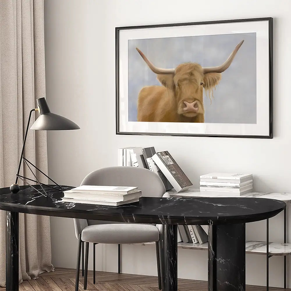 Hello Highland Cow Framed Art Print Hello Highland Cow Framed Art Print wall art product Georgie Turner