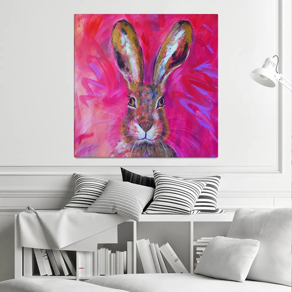 Herbert The Hare Square Canvas Print Herbert The Hare Square Canvas Print wall art product Jane Brookshaw