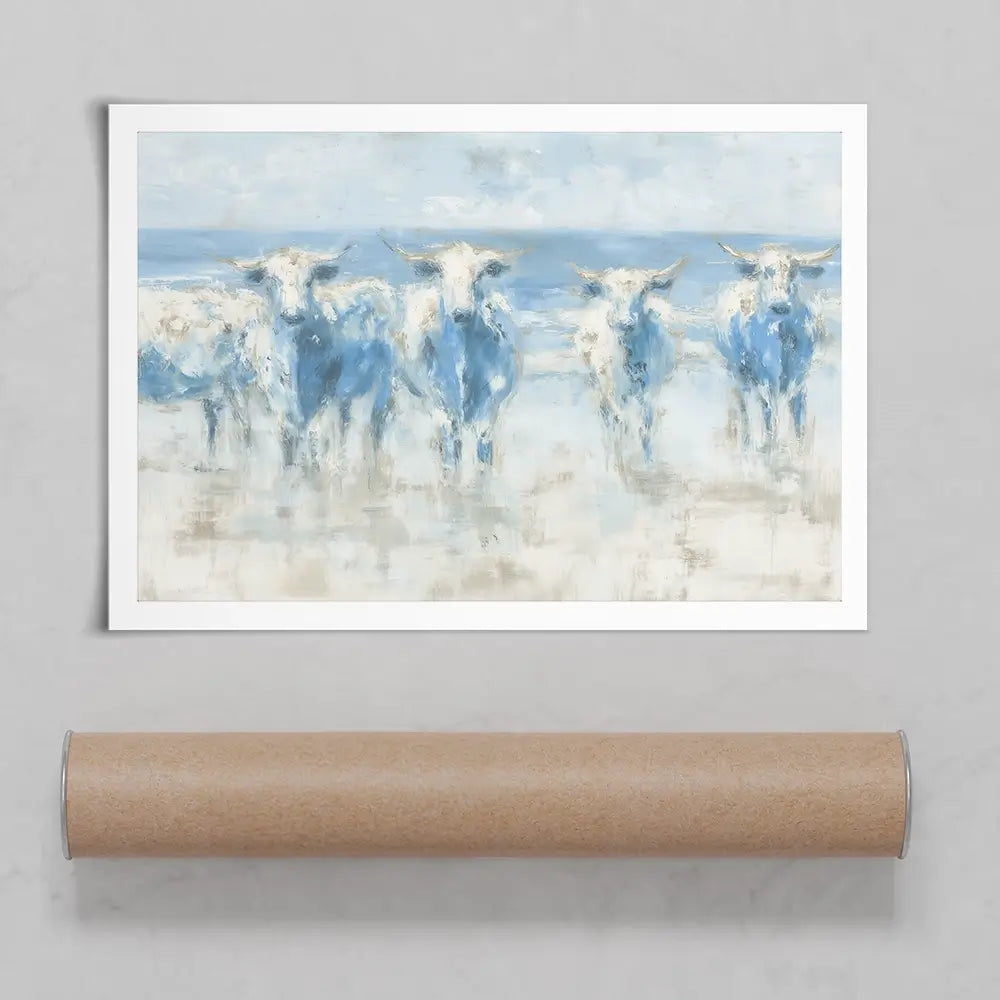 Herd Crossing Shallow Water Art Print Herd Crossing Shallow Water Art Print wall art product Chromatic Storm Studio
