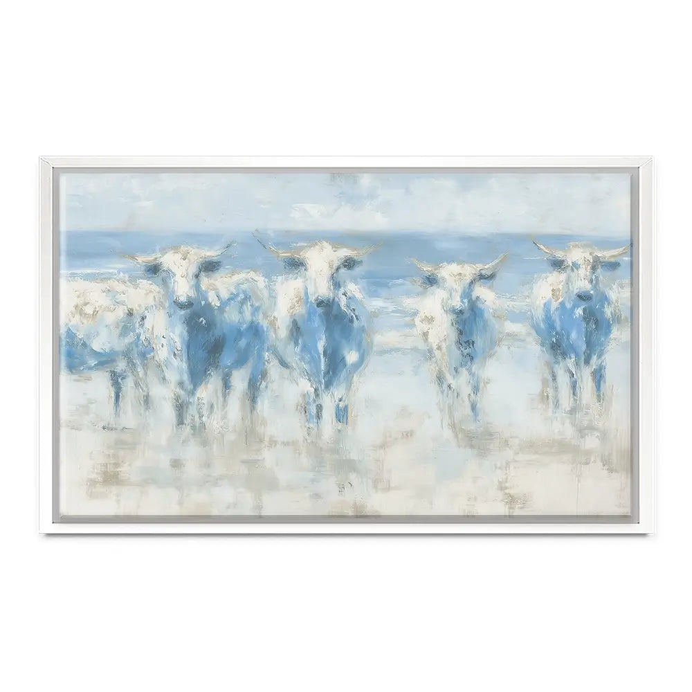Herd Crossing Shallow Water Canvas Print Herd Crossing Shallow Water Canvas Print wall art product Chromatic Storm Studio