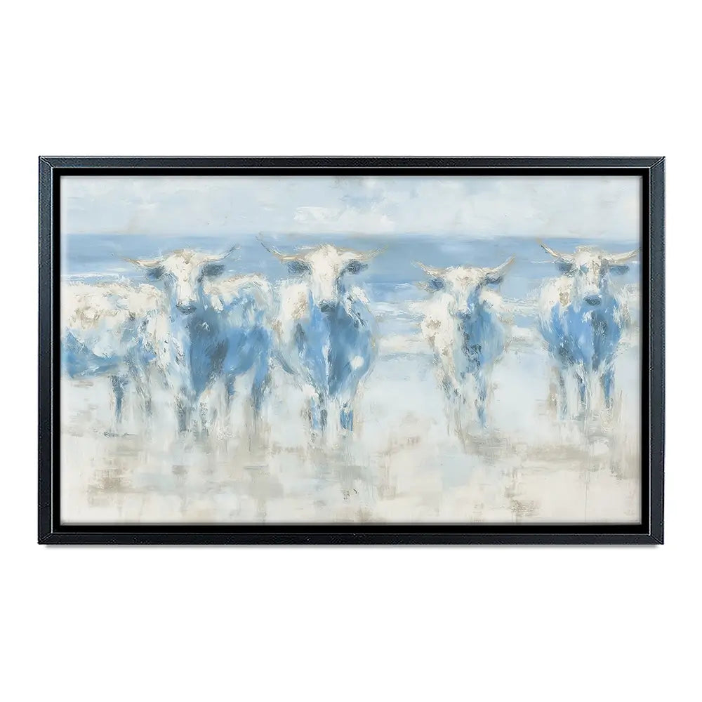 Herd Crossing Shallow Water Canvas Print Herd Crossing Shallow Water Canvas Print wall art product Chromatic Storm Studio