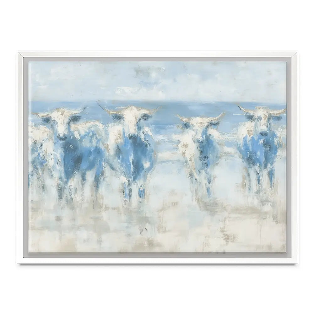 Herd Crossing Shallow Water Canvas Print Herd Crossing Shallow Water Canvas Print wall art product Chromatic Storm Studio