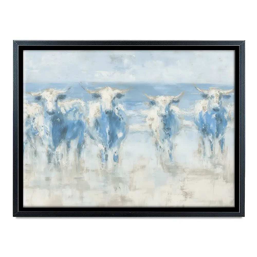 Herd Crossing Shallow Water Canvas Print Herd Crossing Shallow Water Canvas Print wall art product Chromatic Storm Studio