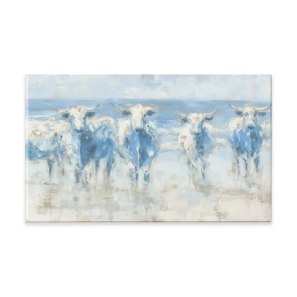 Herd Crossing Shallow Water Canvas Print Herd Crossing Shallow Water Canvas Print wall art product Chromatic Storm Studio
