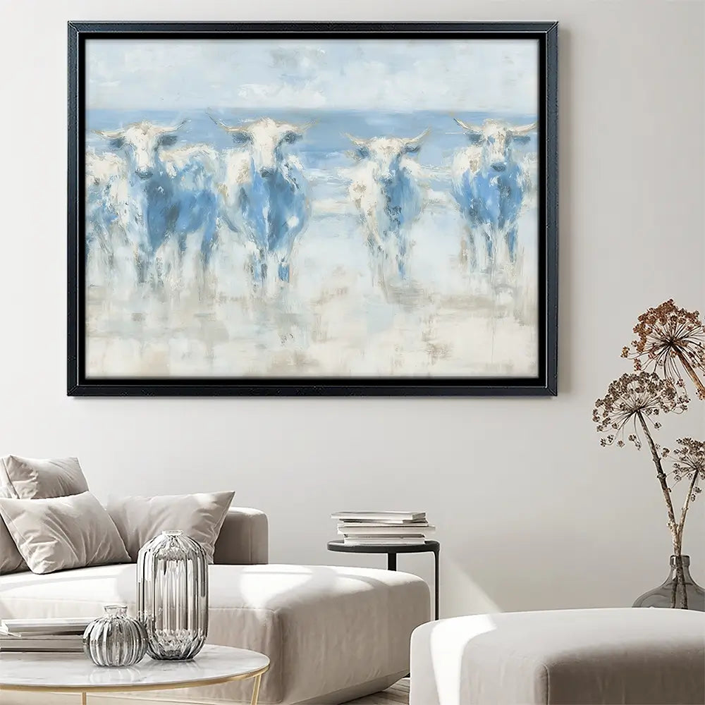 Herd Crossing Shallow Water Canvas Print Herd Crossing Shallow Water Canvas Print wall art product Chromatic Storm Studio