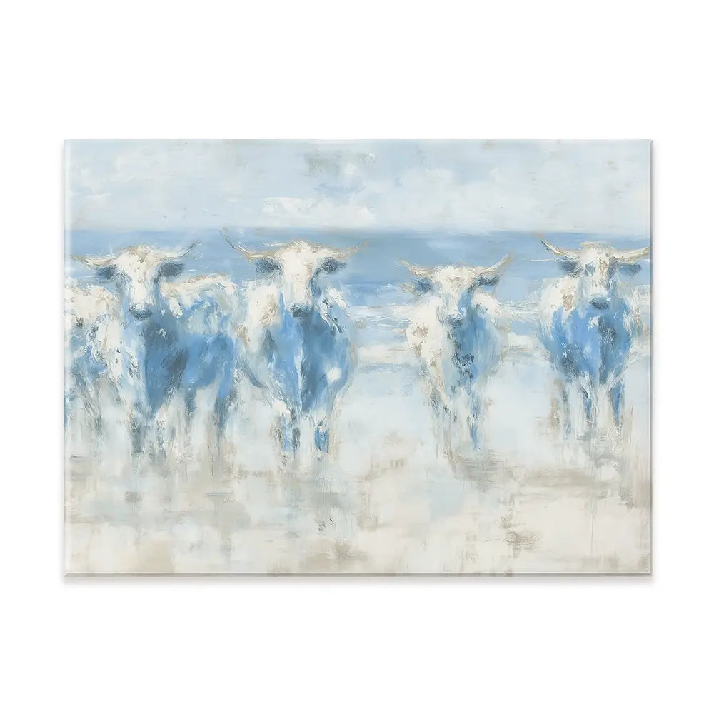 Herd Crossing Shallow Water Canvas Print Herd Crossing Shallow Water Canvas Print wall art product Chromatic Storm Studio