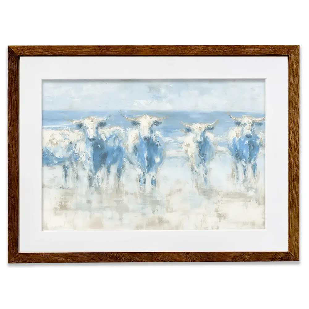 Herd Crossing Shallow Water Framed Art Print Herd Crossing Shallow Water Framed Art Print wall art product Chromatic Storm Studio