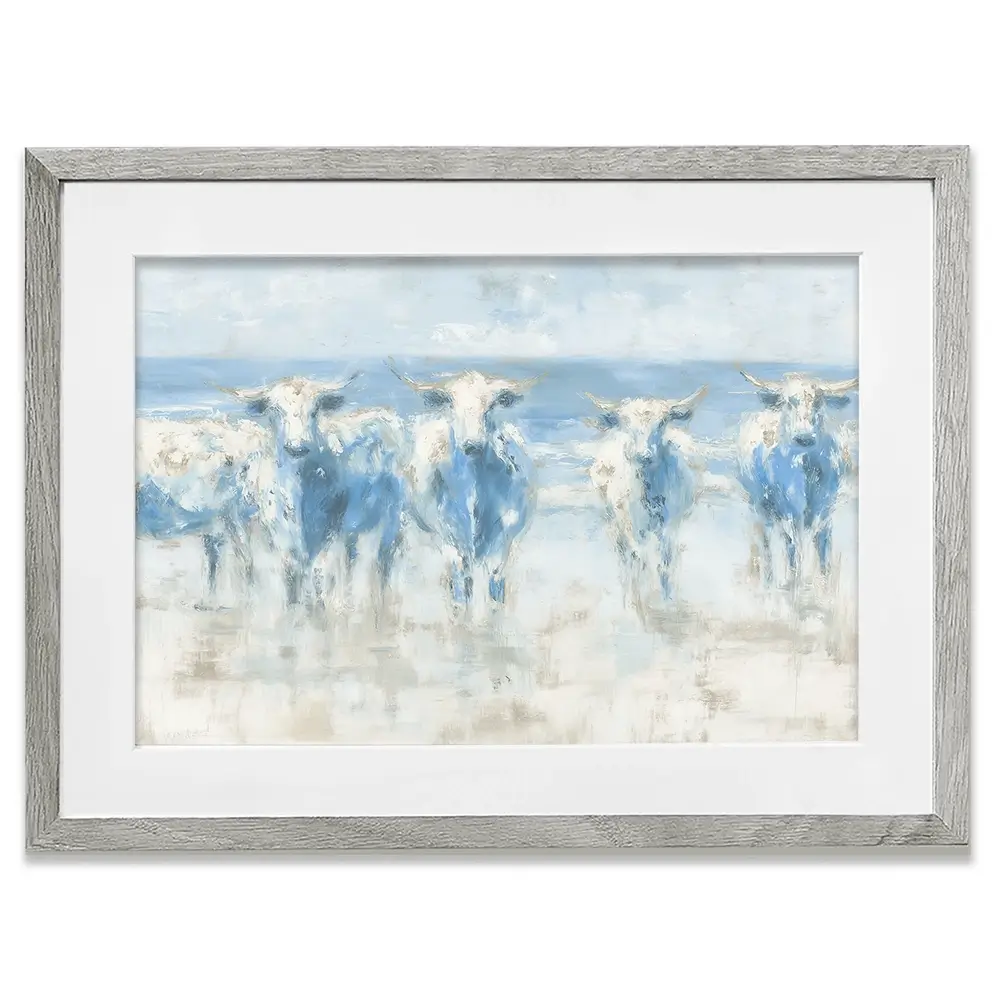 Herd Crossing Shallow Water Framed Art Print Herd Crossing Shallow Water Framed Art Print wall art product Chromatic Storm Studio