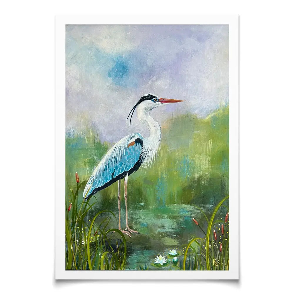 Heron On A Rock Art Print Heron On A Rock Art Print wall art product Karen Sutton