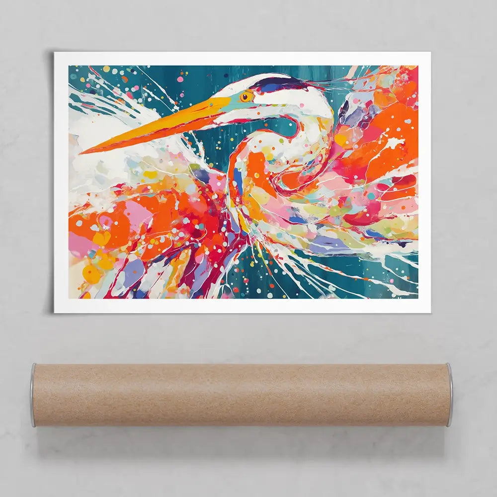 Heron Strike Art Print Heron Strike Art Print wall art product Chromatic Storm Studio