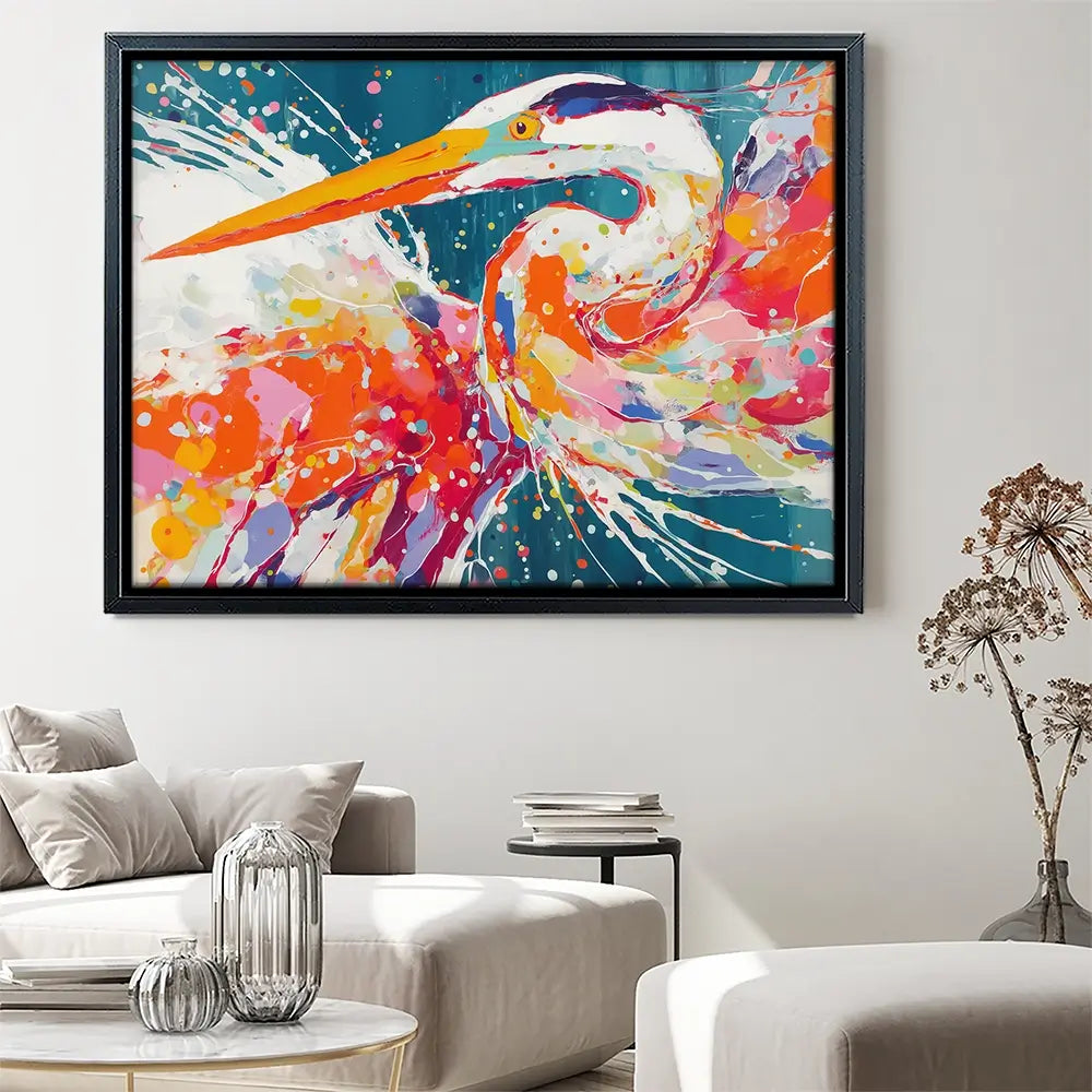 Heron Strike Canvas Print Heron Strike Canvas Print wall art product Chromatic Storm Studio