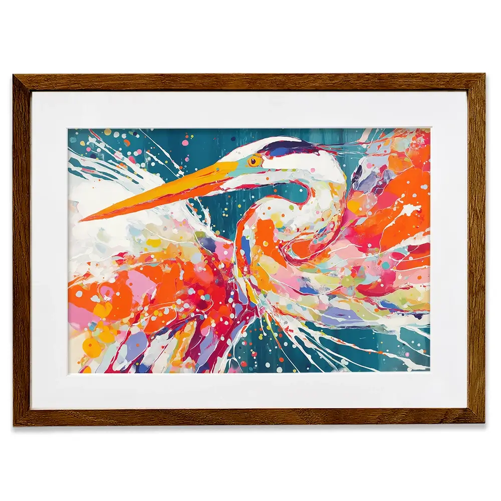 Heron Strike Framed Art Print Heron Strike Framed Art Print wall art product Chromatic Storm Studio